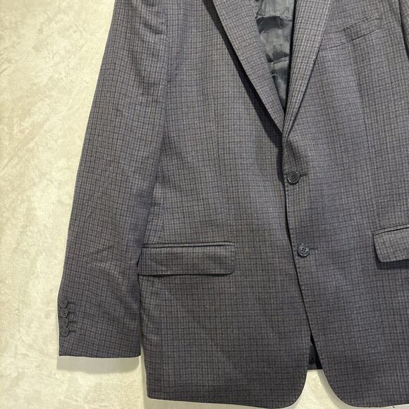 Versace Collection Sport Coat Blazer Jacket Navy Check Size 52 US 42 Virgin Wool - Picture 4 of 16